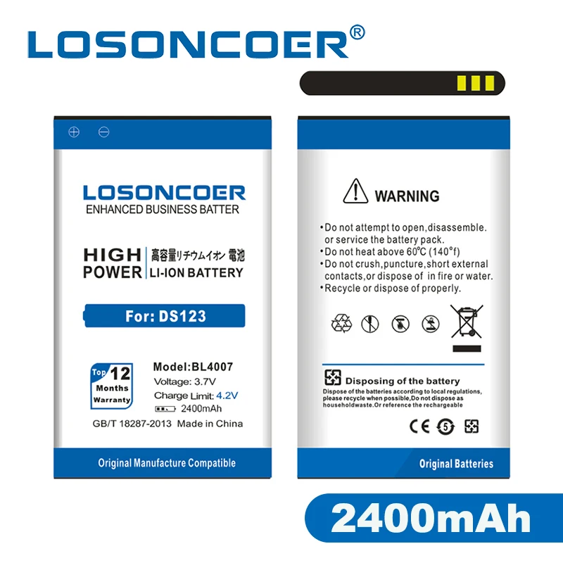 LOSONCOER 2400 мАч BL4007 Высококачественный аккумулятор для Телефона Fly DS123