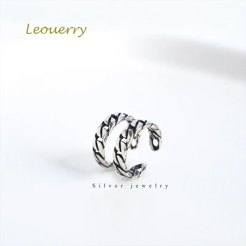 Leouerry 925 пробы серебро винтажная цепочка ткать клип серьги панк стиль не проколоны