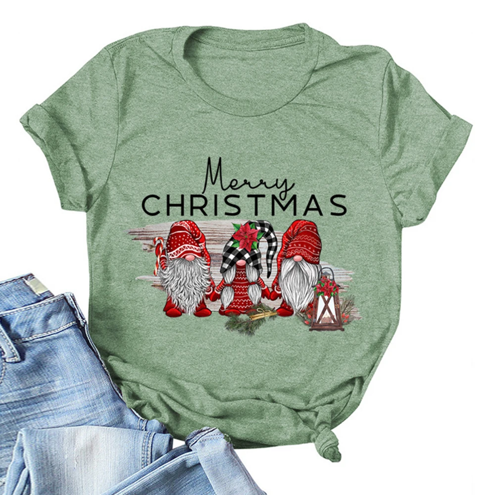 Рождественский топ забавная Футболка с принтом Санта Клауса женская футболка