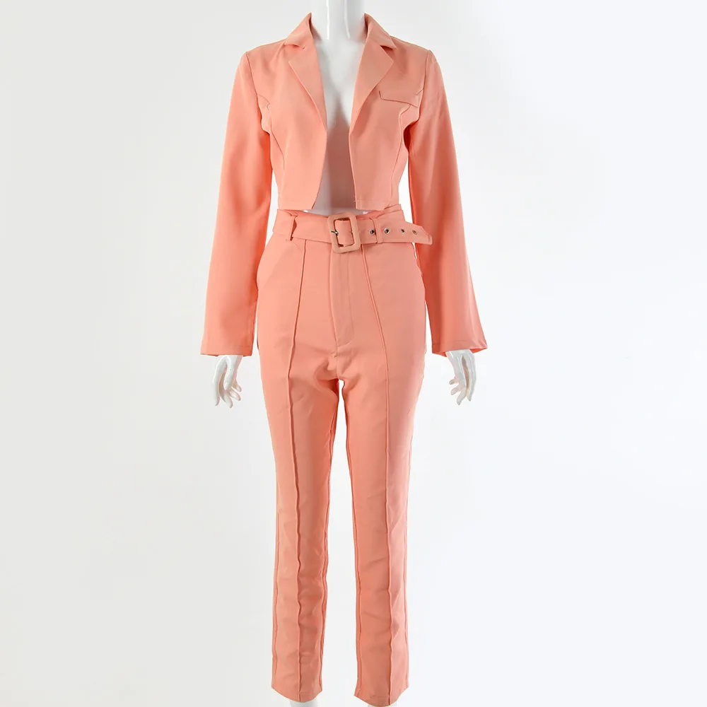 

Bella philosophy Women Autumn Two Pieces Short Blazers Vintage Street Wear Female Suits OL Sets Casual Long Sleeve Solid Blazer