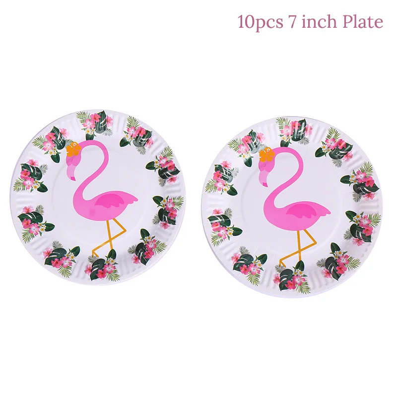 10pcs paper plate 1 комплект светодиодный светильник «Фламинго», вечерние одноразовые столовые приборы «Фламинго», для дня рождения, свадьбы, украшения, Гавайские вечерние принадлежности - Цвет: 10pcs paper plate