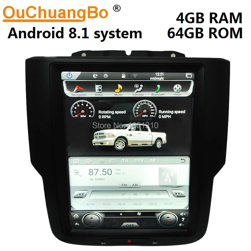 Автомагнитола Ouchuangbo радио gps для RAM 1500 2500 3500 tesla style 10 4 дюймов android 8 1 PX6 мультимедиа