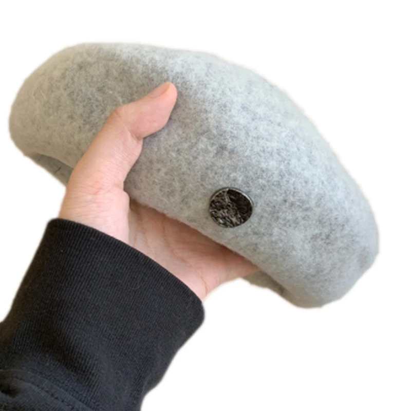 

Trendy Solid Color Beret Painter Hat Elegant Beanie Hat All-match for Daily Wear P8DB