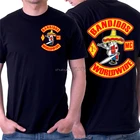Мужская футболка с круглым вырезом для мотоцикла Bandidos, 100% хлопок, Мужская черная футболка, летняя мода, европейский размер, футболки sbz5356