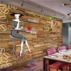 Пользовательские фотообои Ретро кирпичная стена кафе бар ресторан оснащение фон Настенная роспись современное творческое искусство 3D Настенные обои