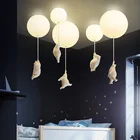 Лампы в скандинавском стиле с медведем для детской комнаты, потолочные светильники для спальни для мальчиков и девочек, декоративные светодиодные лампы с мультяшным воздушным шаром для креативного обучения