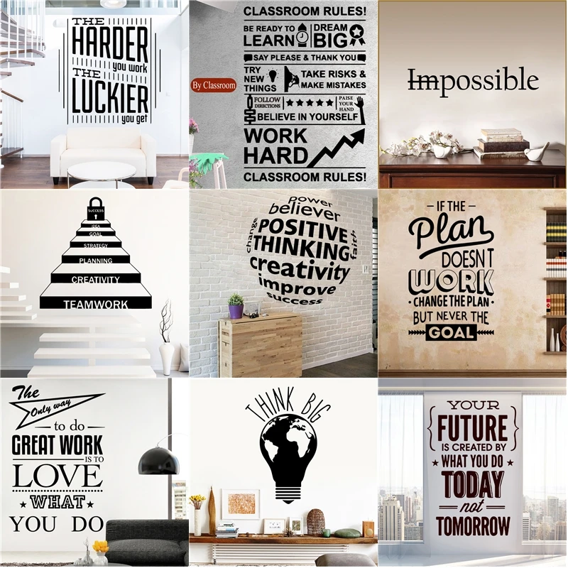 

Large Bigger Motivation Quotes Work Hard Sentences vinyl Wall sticker Mural Bedroom Decor wallpaper Office Classroom Decoration