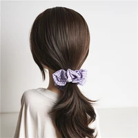 flower printing scrunchies 2021 elastic hair band purple series porka dots grid korean sweets woman hair accessory drop shippin