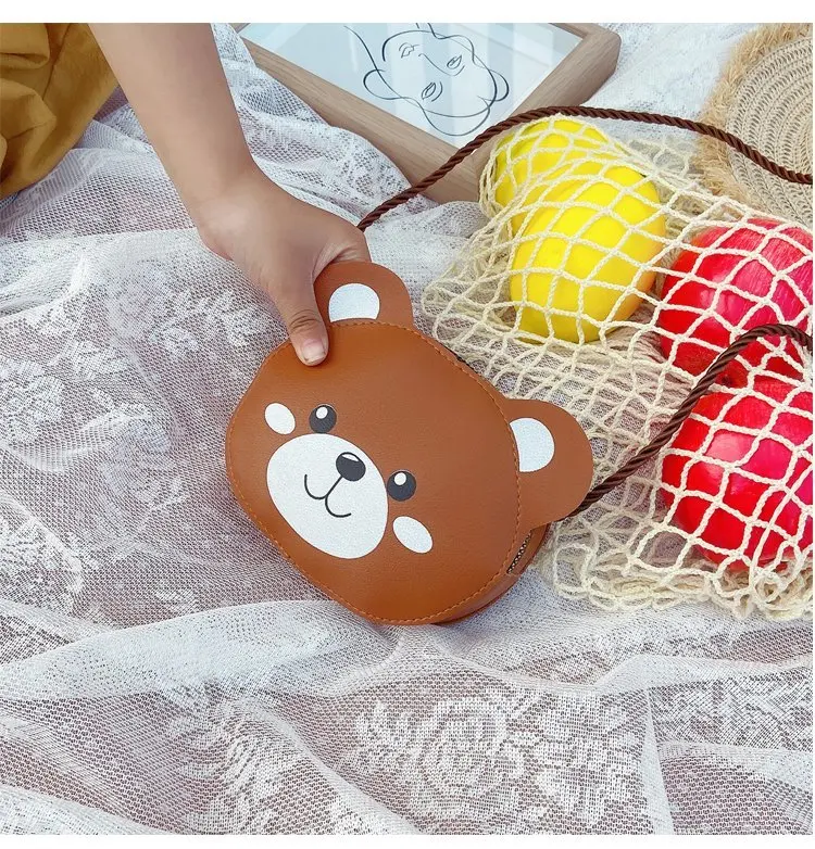 

Children Cartoon Animal Shoulder Bag Plush Purse Messengers Handbag Round Zipper Cute Shape Crossbody Shoulder Lovely Bag