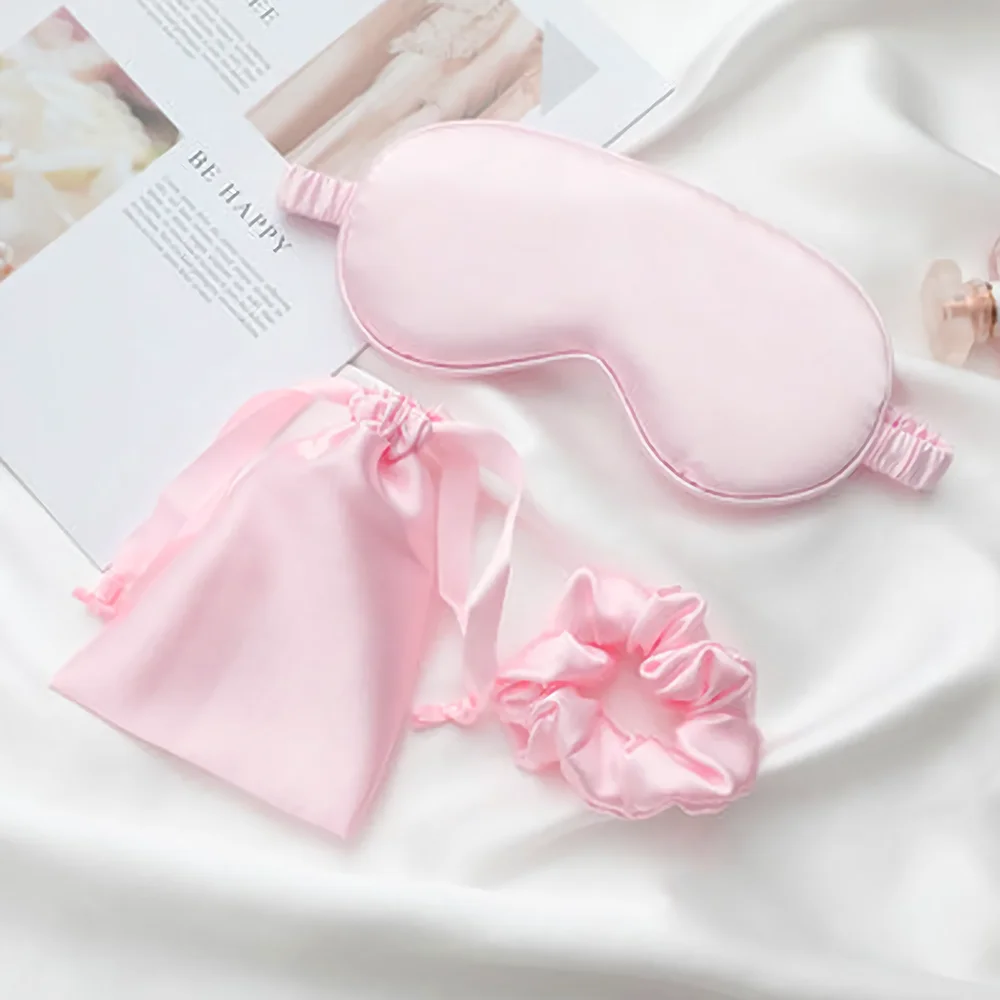 

Silk Sleeping Mask For Men Women Kawaii Eye Nap Cover Fashion Blindfold Occular Cooling Sleep Eye Night Mask 3Pcs Set Travel