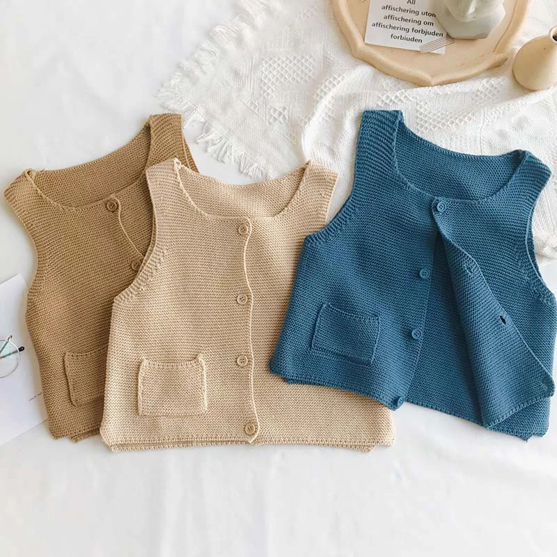 Осенний кардиган для маленьких мальчиков и девочек вязаный свитер верхняя