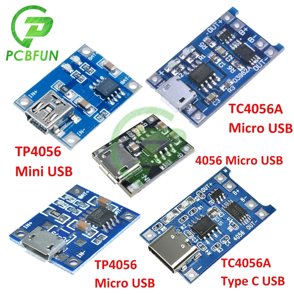 Зарядная плата TP4056 18650 TC4056A модуль зарядного устройства 5В 1A с Micro USB типа c для