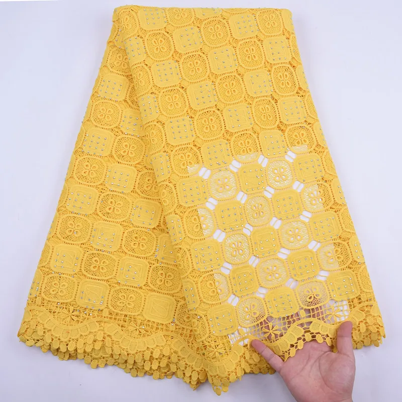 

SJD LACE Red Guipure Cord High Quality African Lace Fabric Mesh Bright Diamond Nigerian Fabric For Women Wedding And Party A2030