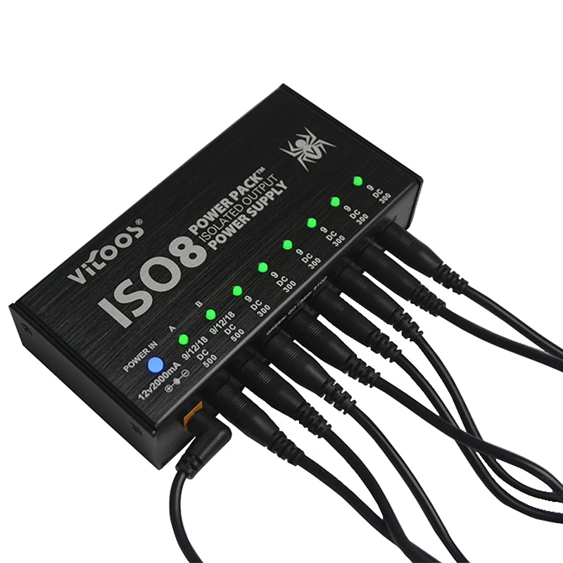 Vitoos Iso8 гитарные интегрированные эффекты компактный размер блок питания шумоподавление изолированные выходы постоянного тока для 9 В/12 В/18 в Guita