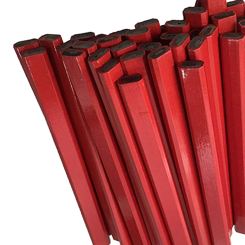 72 шт. плоские деревянные красные столярные карандаши 2 свинцово-72 графа коробка |