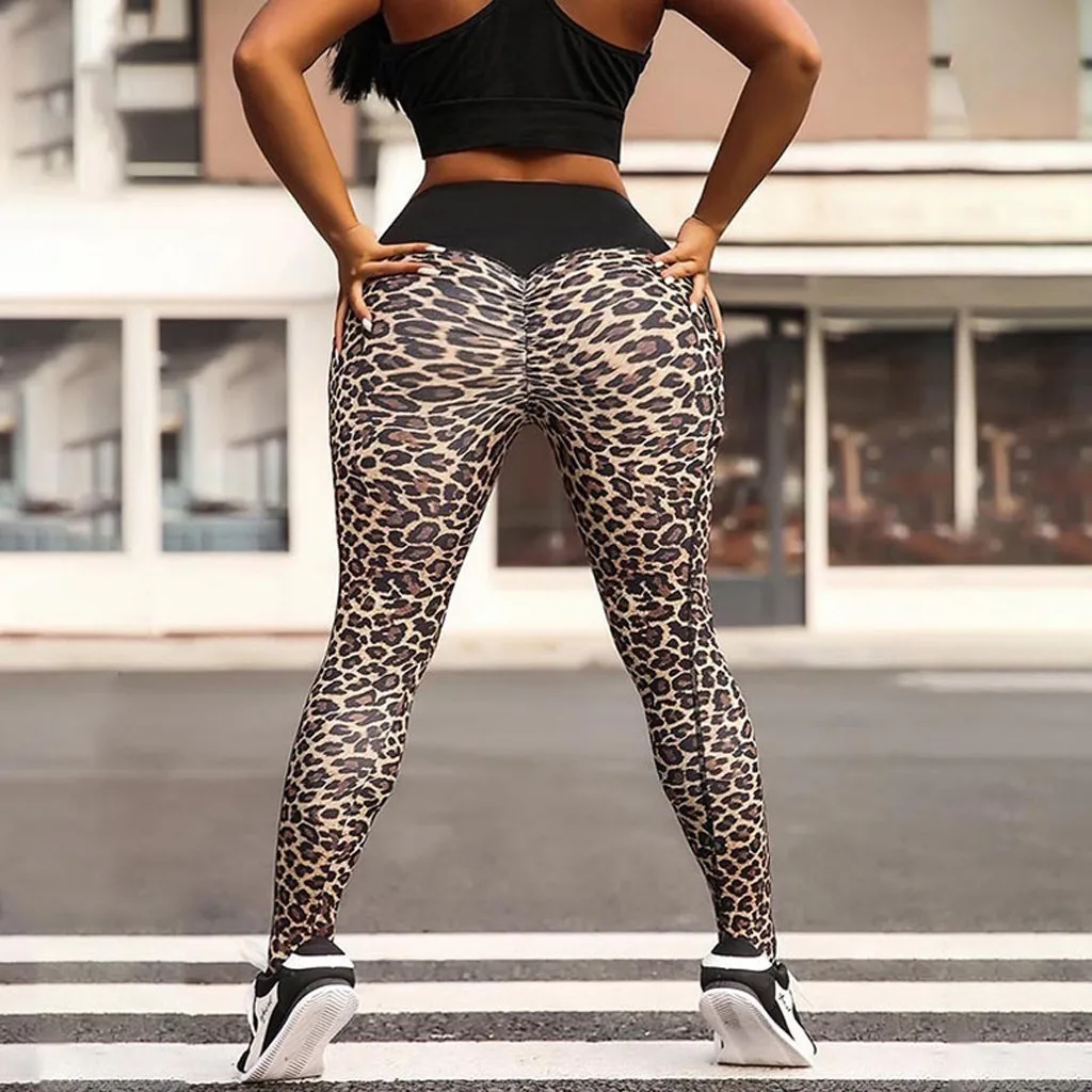 

Women Leopard Print Sexy Yoga Pants Wide Waist Abdomen Control Hip Shaping Tight Trousers Gymnastic Fitness Yoga Leggings 2020