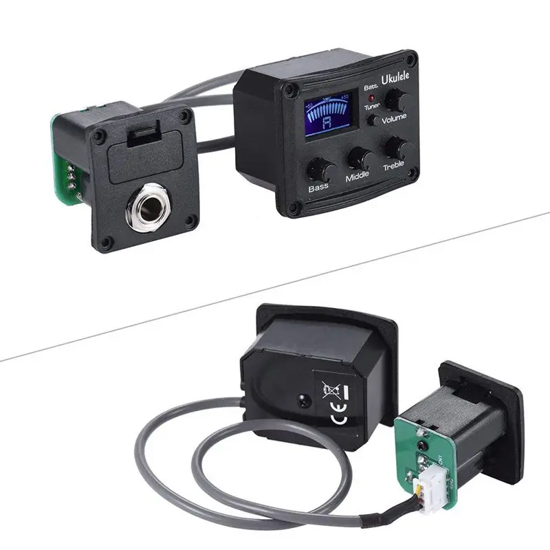 Укулеле Пьезо Пикап предусилителя 3 полосный эквалайзер тюнер Системы с ЖК