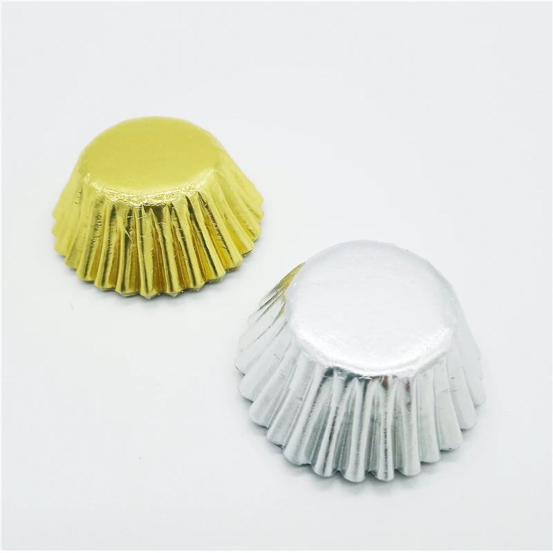

100000 pcs 2.5 cm Mini Gold Silver Foil Cupcake Cases Paper Muffin Liners Cake Cups Baking Mould