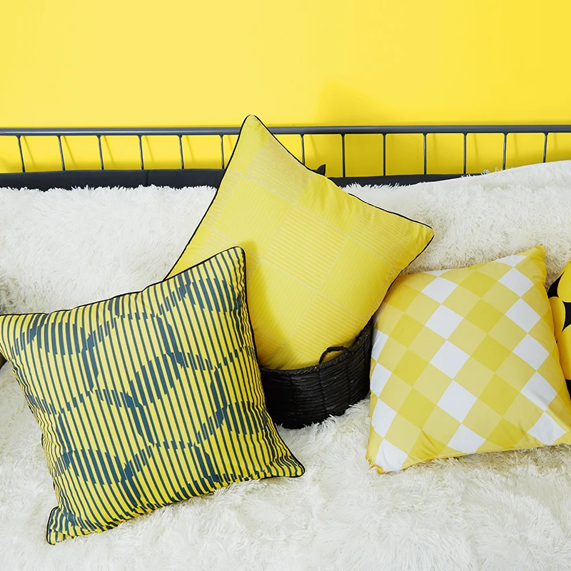 

Geometry Yellow Splicing Pattern Square Pillow Hugs for Home Decor Iving Room Sofa Car Neck Sleeping Pillows 40*40cm