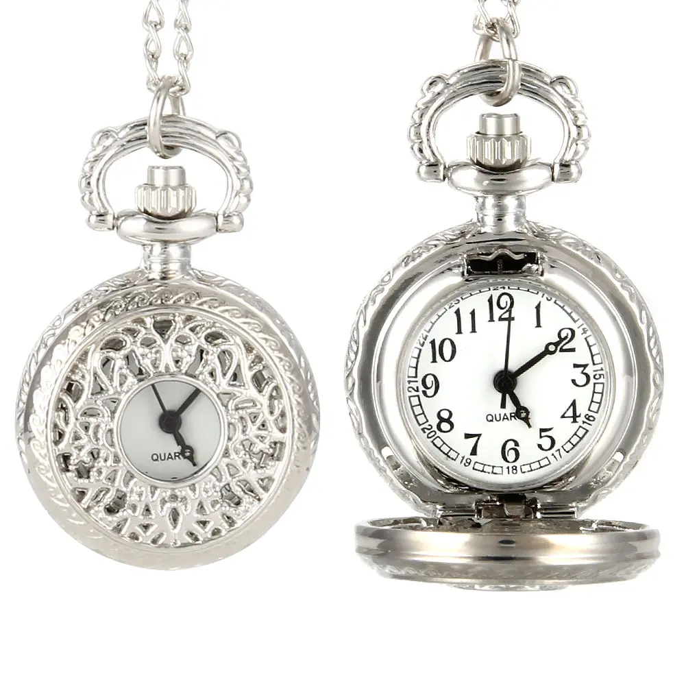 

Vintage Women Quartz Pocket Watch Alloy Openable Hollow Out Flowers Lady Girl Sweater Chain Necklace Pendant Clock Gifts XRQ88
