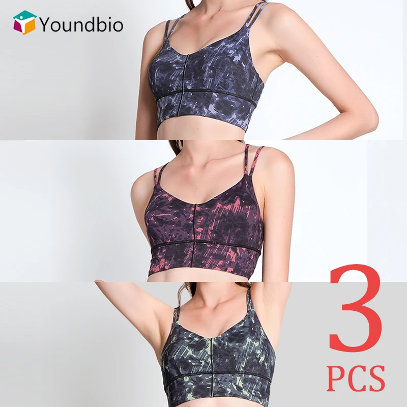 

3 Pieces Tie Dye Yoga Bra Set Women Push Up Fitness Crop Top Camouflage Sexy Underwear Suit Female Workout Leopard Sport Bras