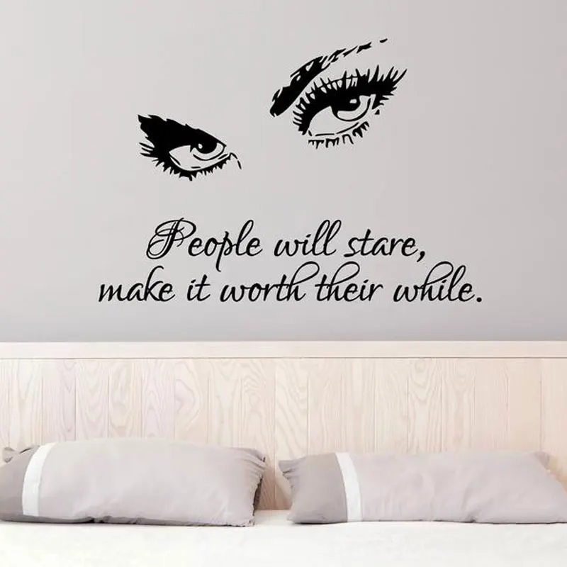 Девушка женщина косметический макияж для глаз салон красоты наклейка на стену