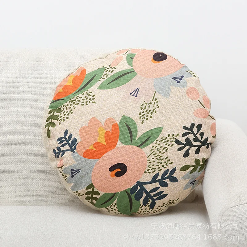 

Cotton Linen Pillowcase Car Sofa Cushion Cover Hot Sale Home Deco Round Pillow Cover Decorative AT199