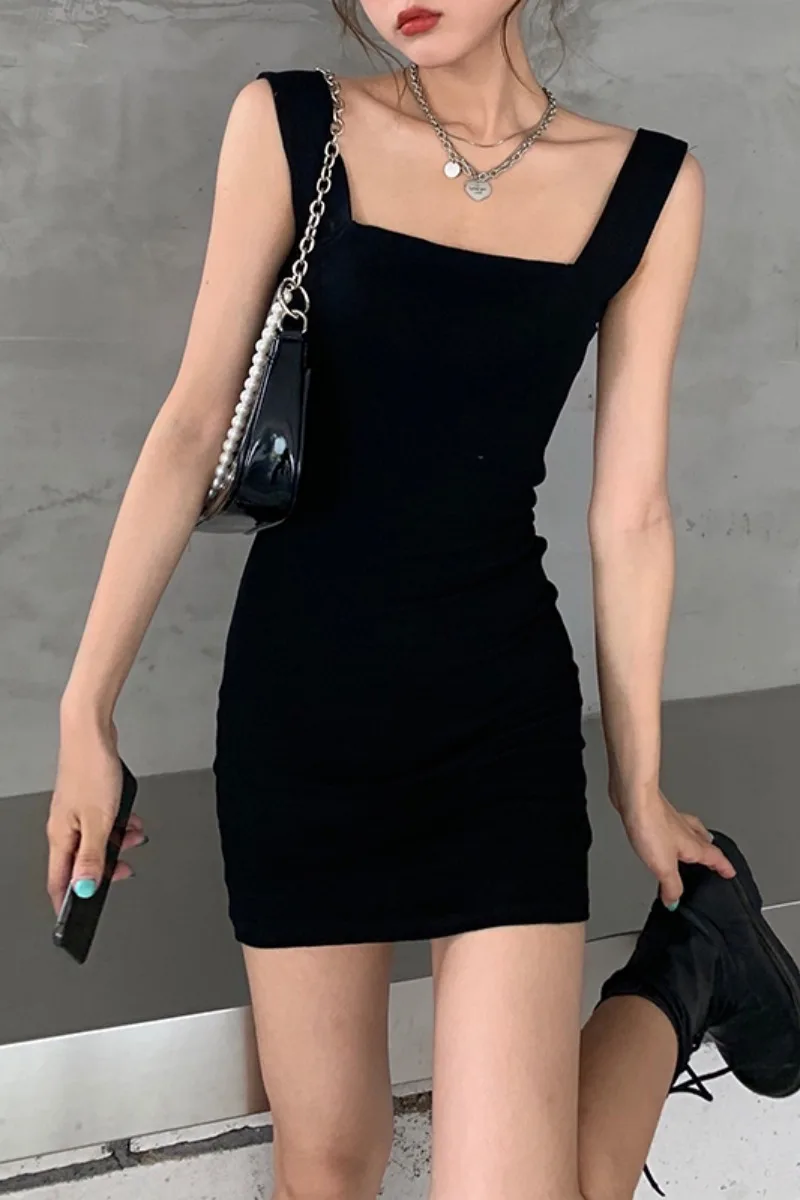 

Black dress women's summer 2021 new slim temperament sleeveless suspender skirt slim dress
