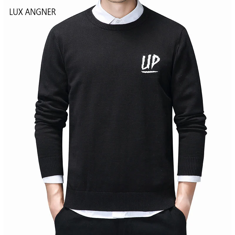

New Autumn Winter Sweaters Men Long Sleeve Fashion Print Warm Sweater For Men Casual Knitted Cotton Pullover Sweater Pull Homme