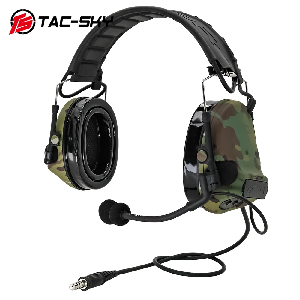 

TAC-SKY New Detachable Headband COMTAC III Silicone Earmuffs Multicam Camouflage Noise Reduction Pickup Tactical Headset