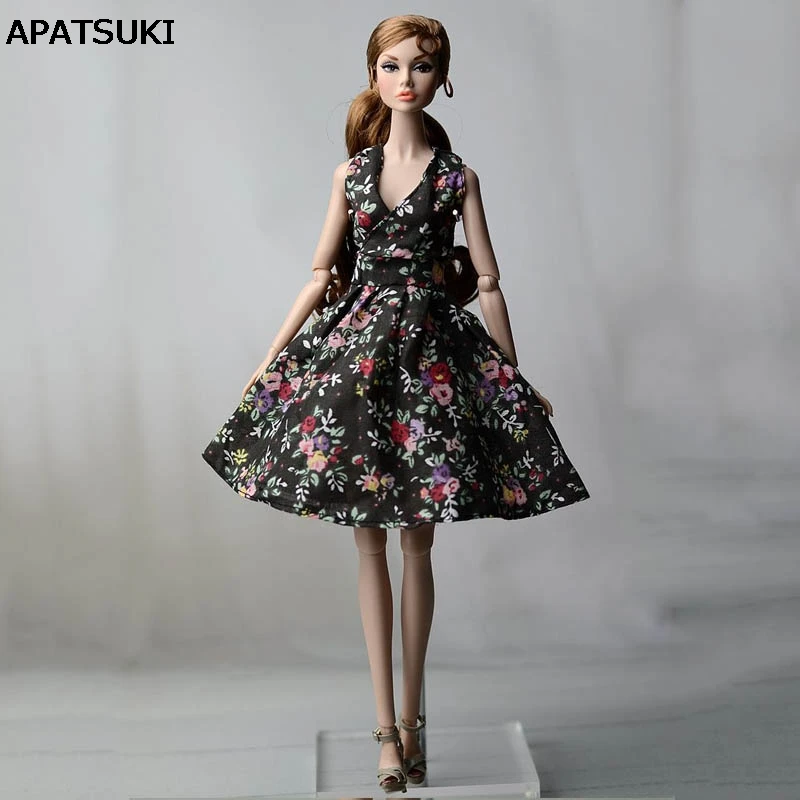 

Black Flower Countryside Floral Dress For Barbie Doll Clothes Evening Dresses Clothes For Barbie Dolls Outfits Doll Accessories