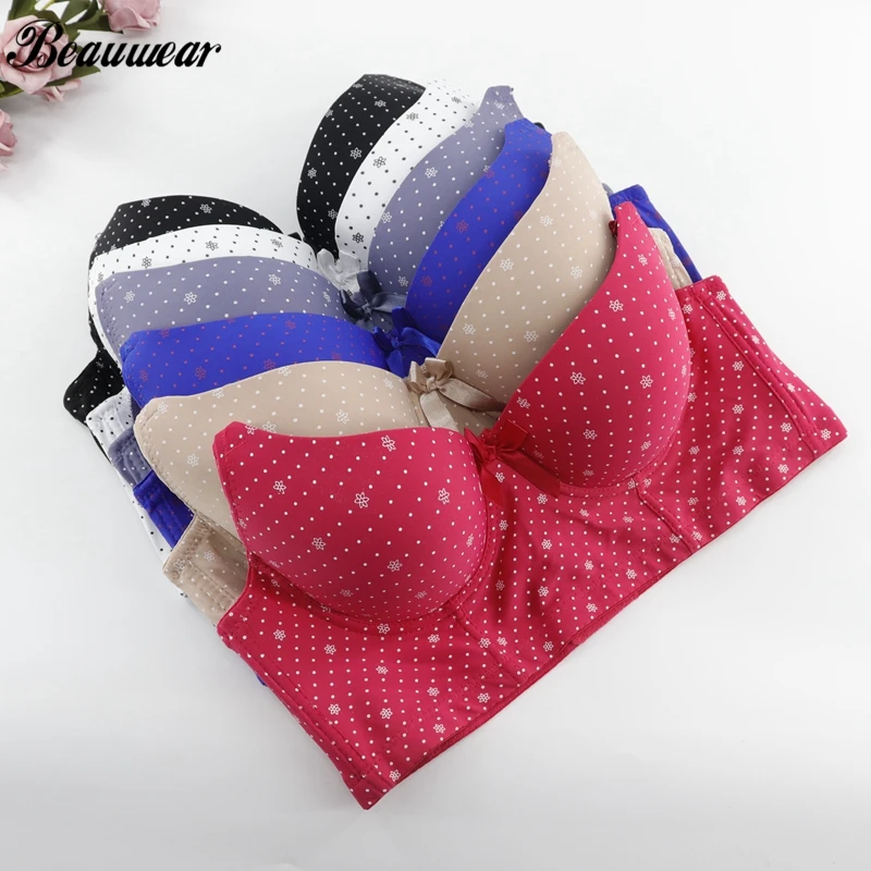 Beauwear, модный, супер пуш-ап бюстгальтер, гладкий, цельный, бесшовный, в горошек, с принтом, удобное нижнее белье, женский бюстгальтер, 3/4 чашечки, бюстгальтеры