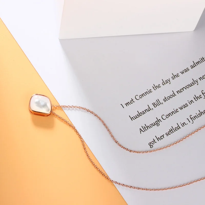 

925 Silver Jewelry Mother Of Pearl Necklace Square Crystal Necklace Shell Pearl New Jewelry For Woman New Year Gift