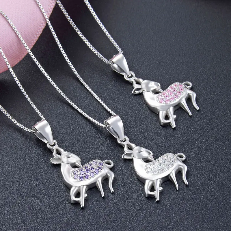 925 стерлингового серебра Олень Лось подвеска ожерелье чокер жемчужиной олень