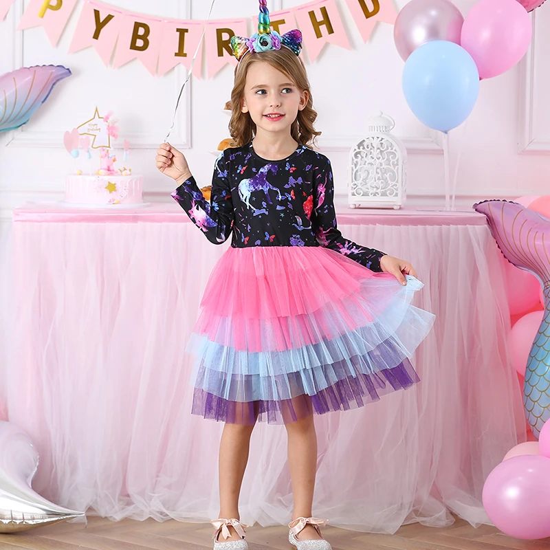 DXTON Princess Kids Dress Winter Girls Party Long Sleeve Baby Children Clothes 2019 Christmas Costumes LH4594 | Детская одежда и