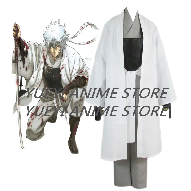 

Anime Gintama Silver Soul White Sakata Gintoki Kimono Cosplay Costumes Customize your size