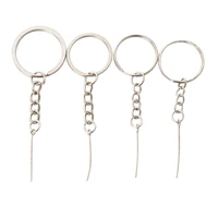 100pcs metal aperture emboss 2 5cm 3cm keychain with short chain hang nine word pin key ring men and women diy jewelry