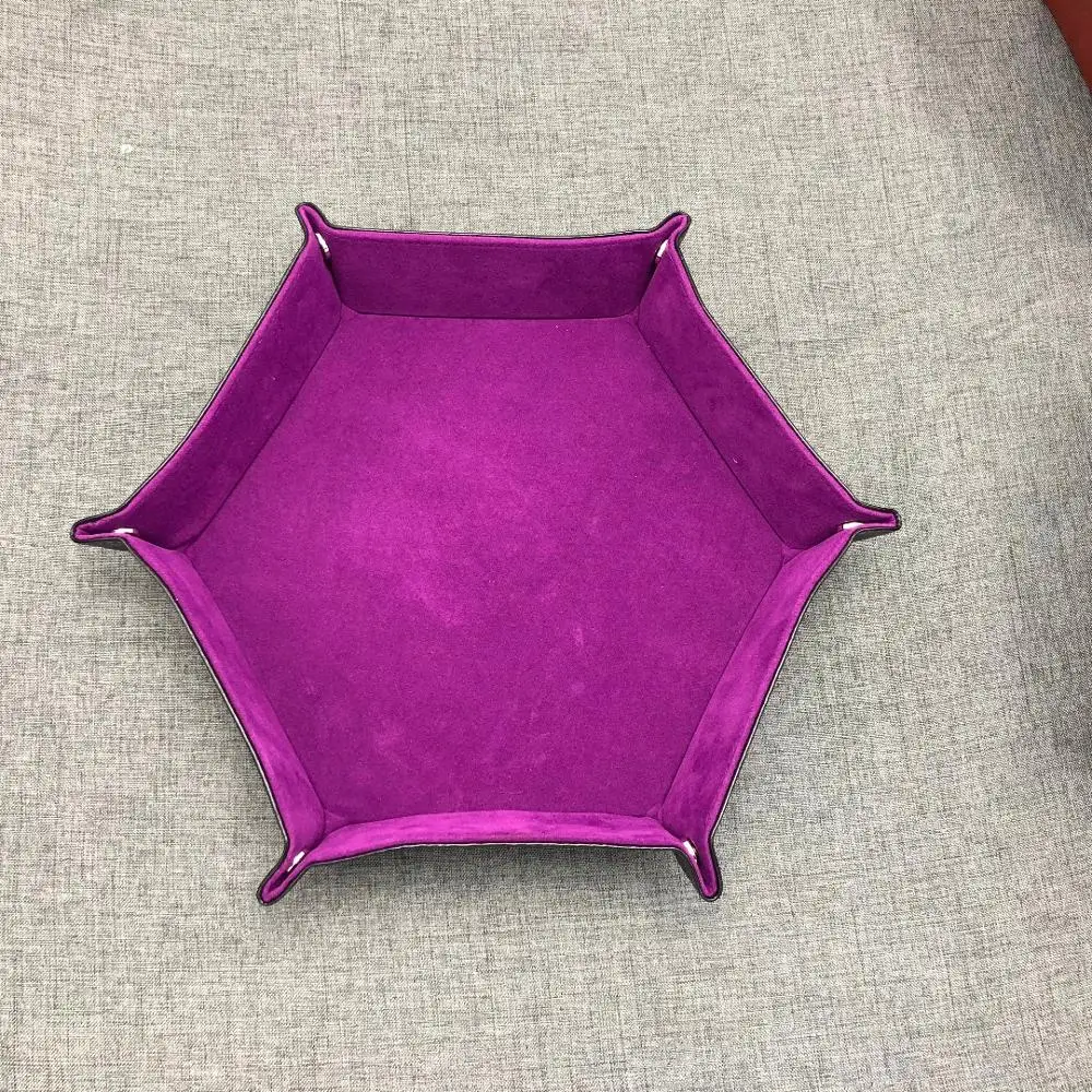 Purple Mayitr 1 шт. из искусственной кожи шестигранный лоток для игральных костей складной подвижный лоток коробка для хранения игральных костей для настольных игр - Цвет: Purple
