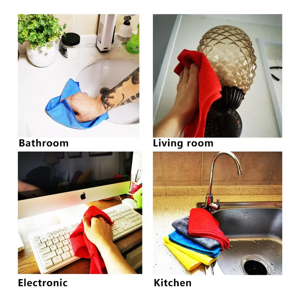 20 шт./компл. чистящие салфетки из микрофибры Кухня блюдо ткань впитывающий