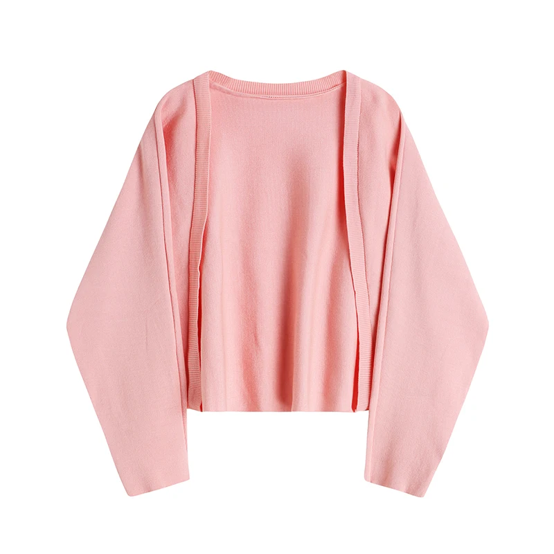 

Korean Version 2022 Early Women's Spring Sexy Slim Check Suspender Knitted Skirt With Long Sleeve Top Solid Color Cardigan Coat