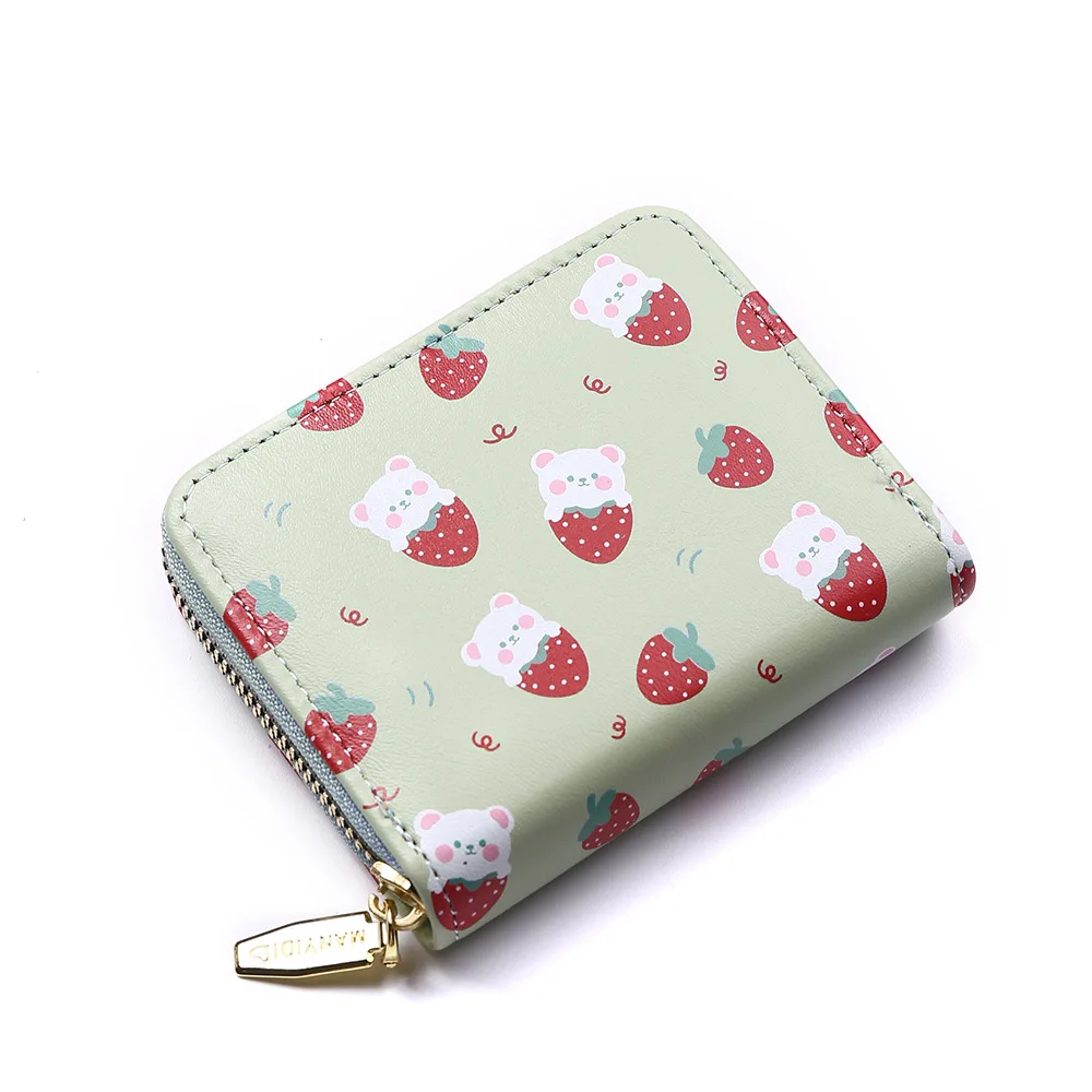 

Короткий кошелек для девочек, женская сумочка из искусственной кожи с принтом клубники и монет, Женский студенческий маленький клатч, клатч...