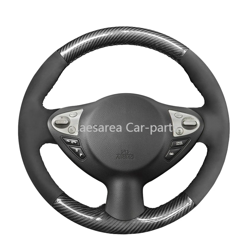 

DIY ручной работы черная замша углеродного волокна Чехол рулевого колеса автомобиля для Infiniti FX FX35 FX37 FX50