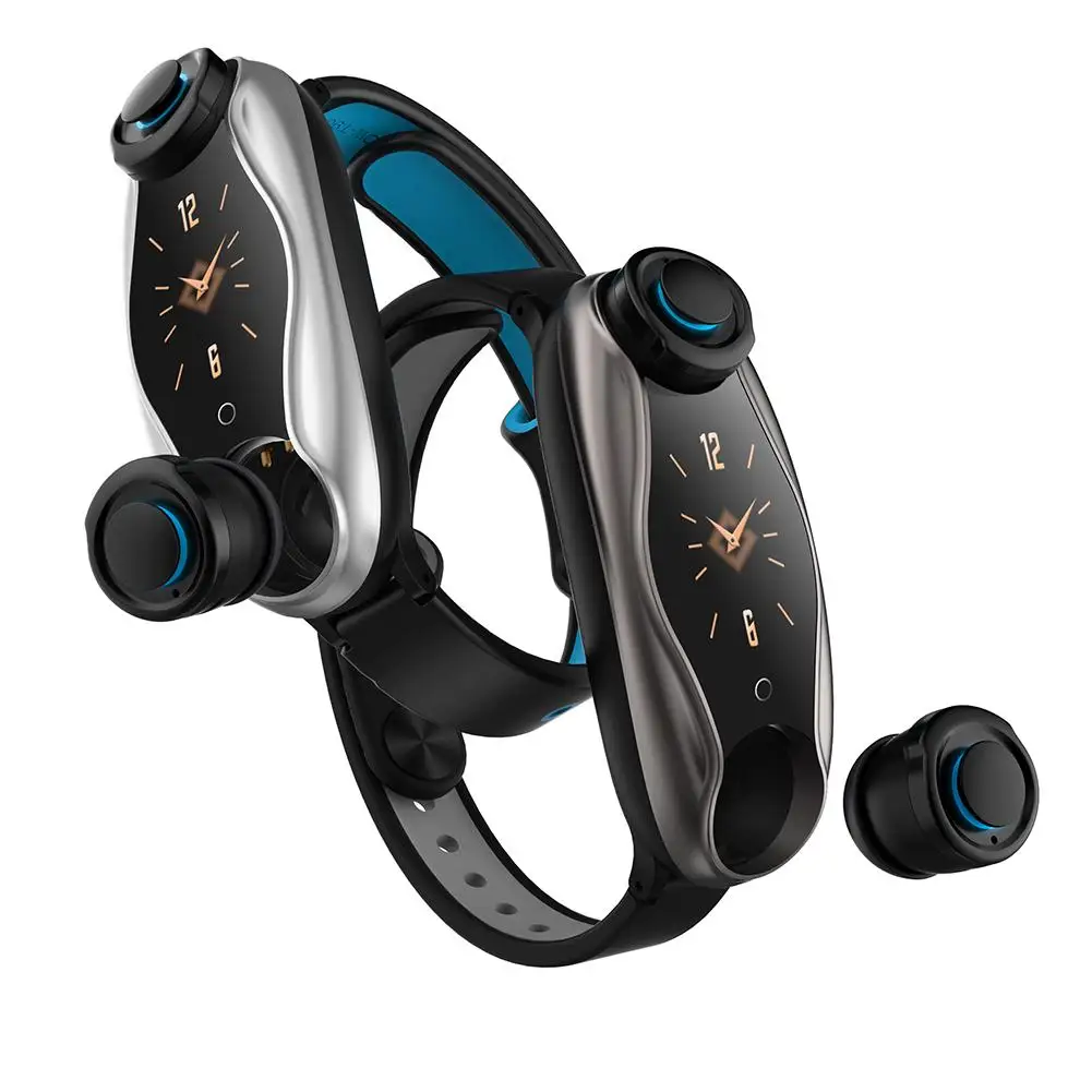 Умные часы T90 с Bluetooth наушником трекер здоровья шагомер фитнес браслет умный