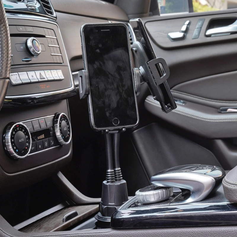 car dual phone holder mount universal fit sturdy stand save space easy to operate free spin gooseneck adjustable free global shipping