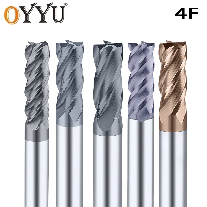 

4F End Mill Cutter Solid Carbide Tool HRC50 HRC55 HRC60 HRC70 U-Slot Milling Graphite Endmills Metal Key Seat Face Router Bit