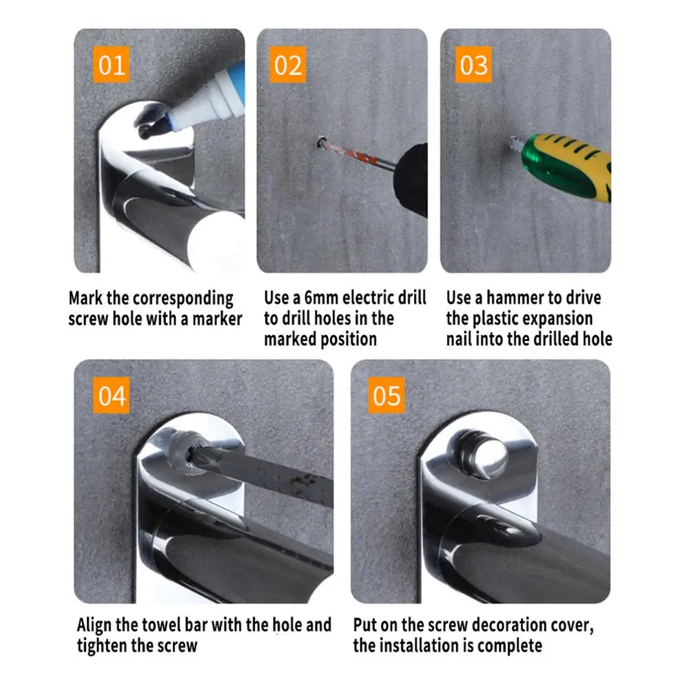 

Towel Rack stainless Steel Flexable adjustable 50 to 90 CM 3 ties Arm Towel Holder Bar Rail Hanger Wall Mounted For Bathroom