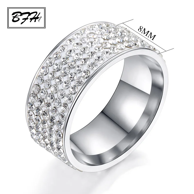 BFH 2019 модные циркониевые Свадебные кольца из нержавеющей стали для женщин