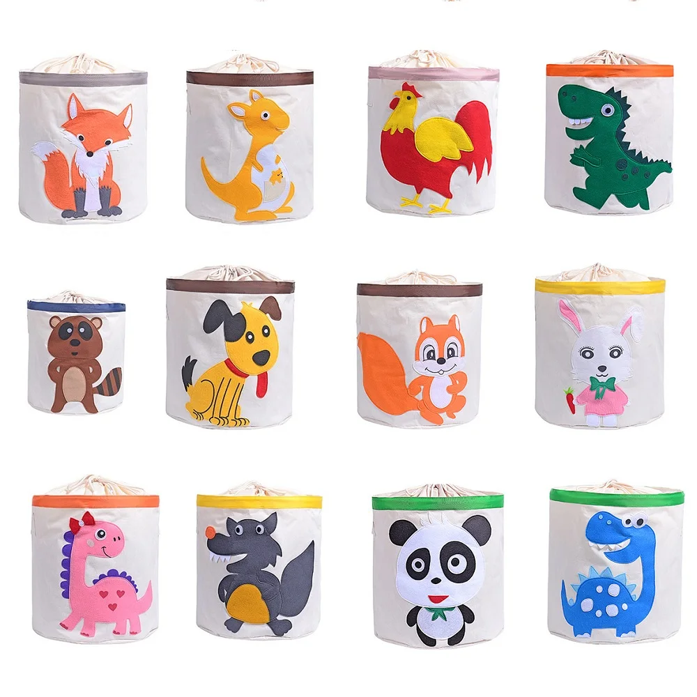 

Сумка для хранения с мультяшными животными, органайзер для детских игрушек, корзина для белья, водонепроницаемая коробка для хранения игру...