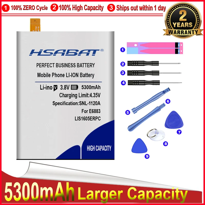 HSABAT 100% новая Большая емкость 5300 мАч LIS1605ERPC батарея для SONY Xperia Z5 Premium Z5P Dual E6883