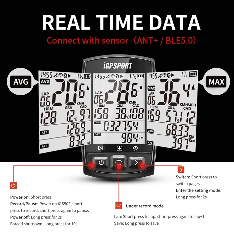 igpsport igs50s gps cycling computer wireless ipx7 waterproof bicycle digital stopwatch cycling speedometer ant bluetooth 4 0 free global shipping